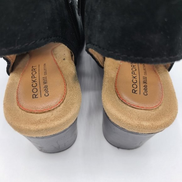 Rockport Cobb Hill Heels Black Suede Leather 7 Wide - Picture 12 of 15